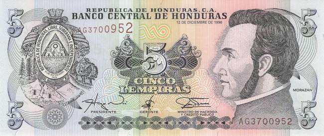 5Lempiras 12.12.1996 p81a